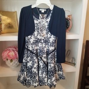 Navy Dress with Cardigan